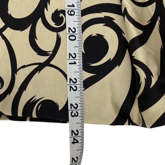 Talbots Petites Silk A-Line Pleated Skirt Black Beige Swirl Print Flowy Lined 16 - Picture 6 of 6